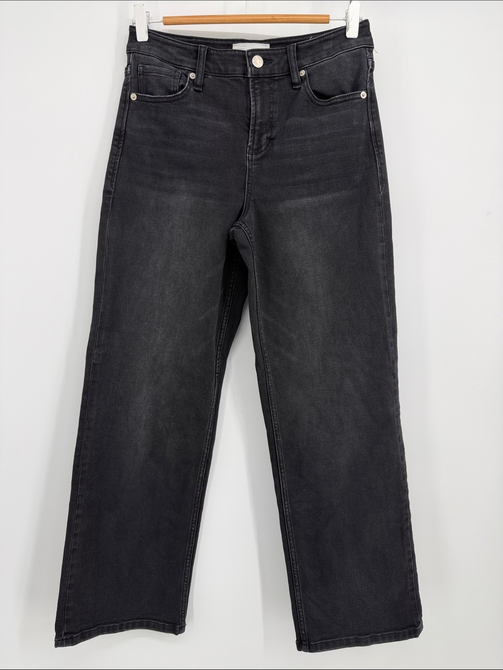 Dear John Taylor Straight Jeans 26 Black Wash High Rise Crop Denim